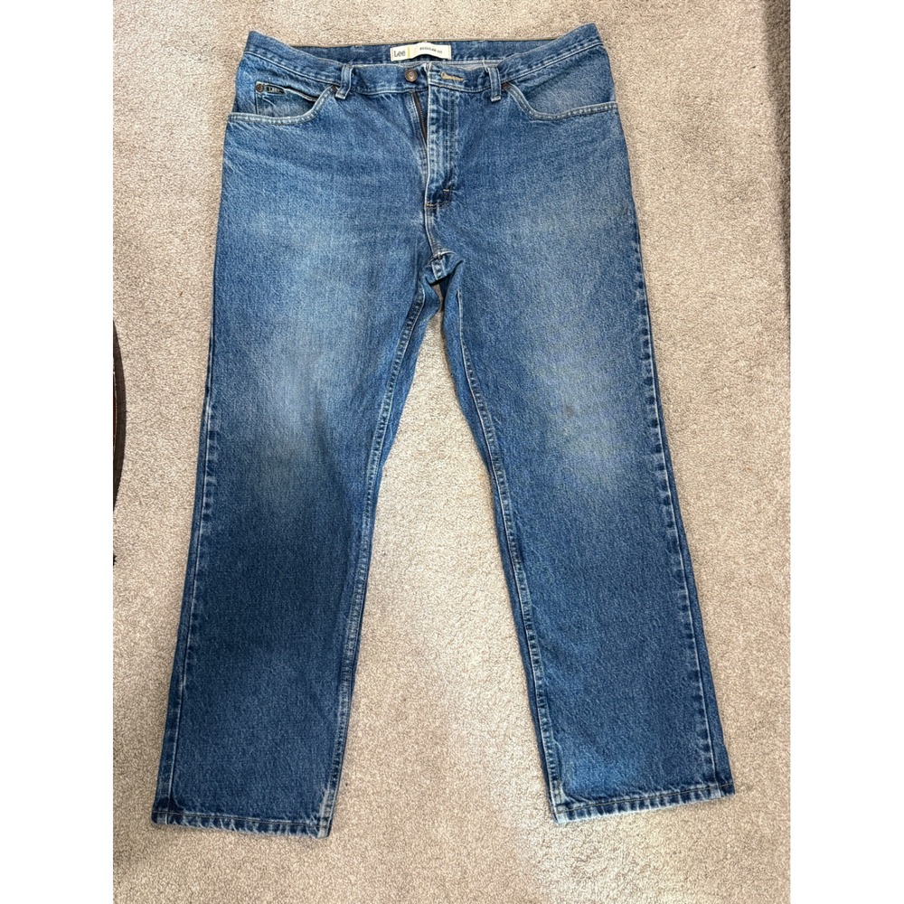 Lee Regular Mens Blue Denim Jeans Medium Wash Straight Leg 38x29 JIM-M643-004‎